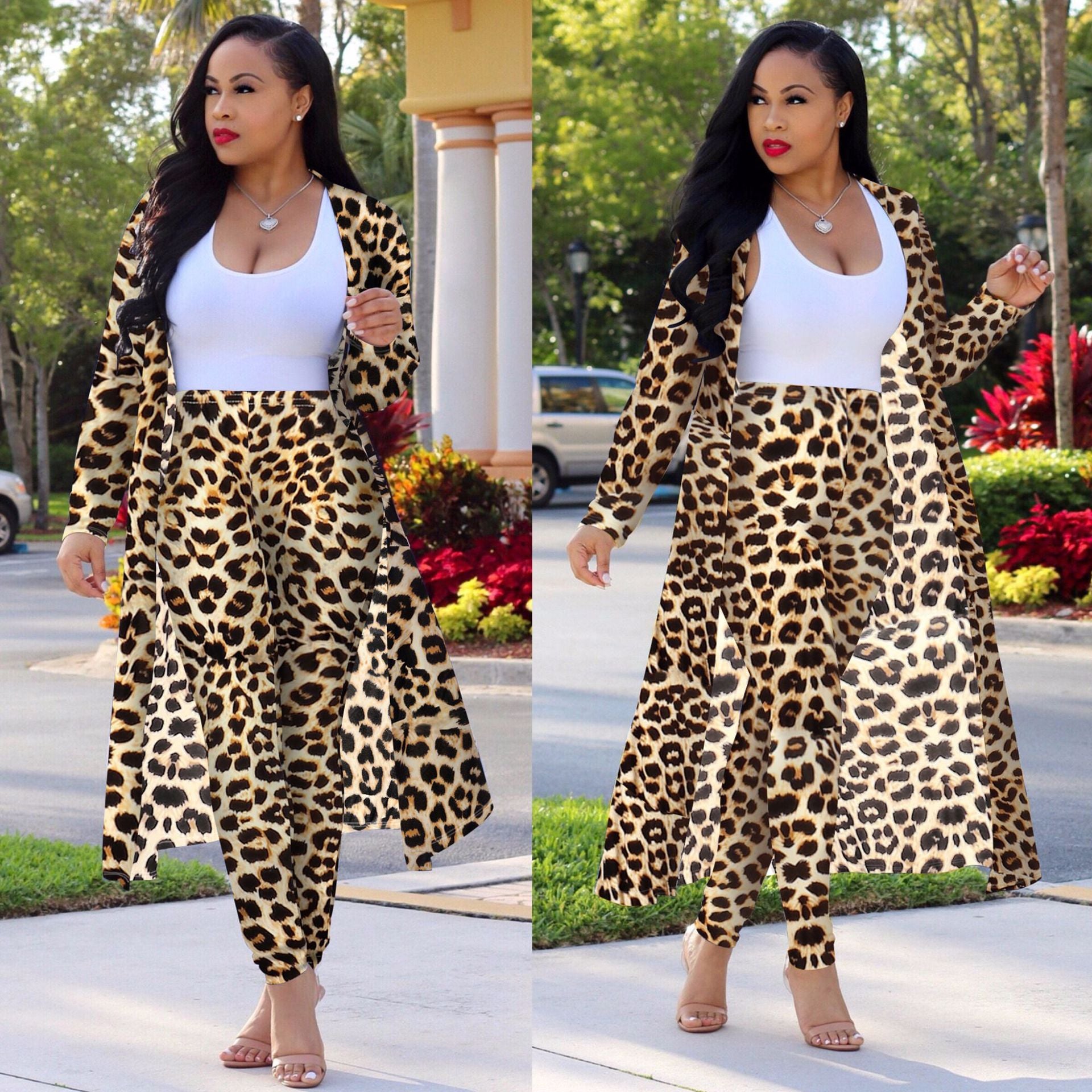 2 Piece Outfits for Women Printed Long Sleeves Coat and Full Length Pants  Plus Size Two Piece Set - AliExpress